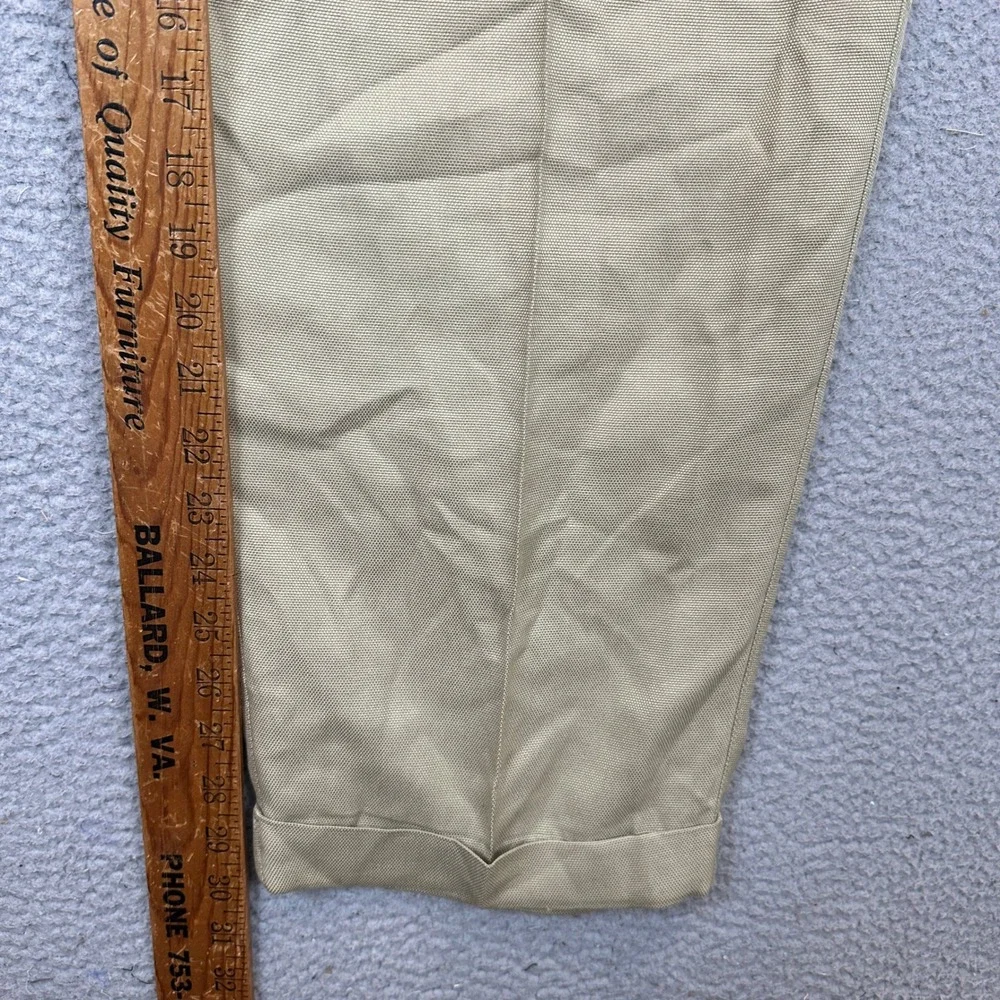 Tommy Bahama 100% Silk Pants Mens 34 Relax Pleated Tan Cuffed Casual Chino EUC
